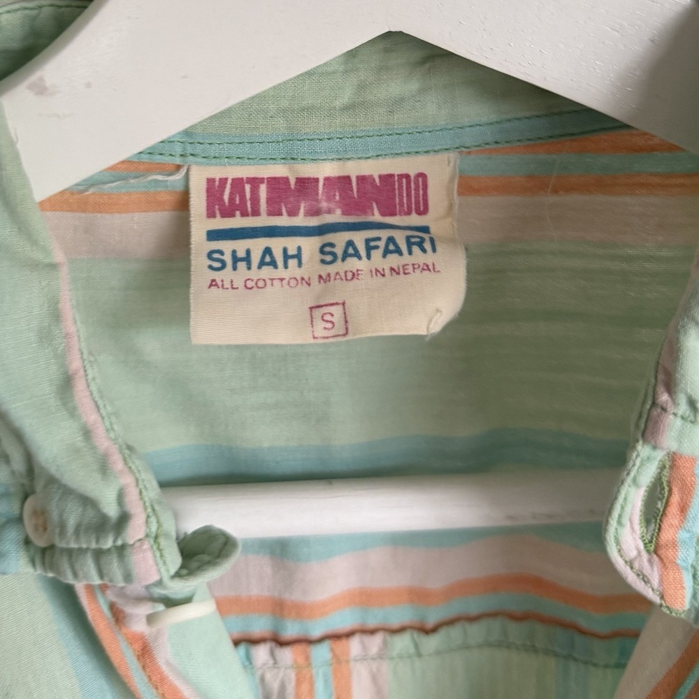 Women's Shah Safari Short Sleeve Button Up Striped Bundle 3 Lot Sz Small Vintage - Picture 11 of 11